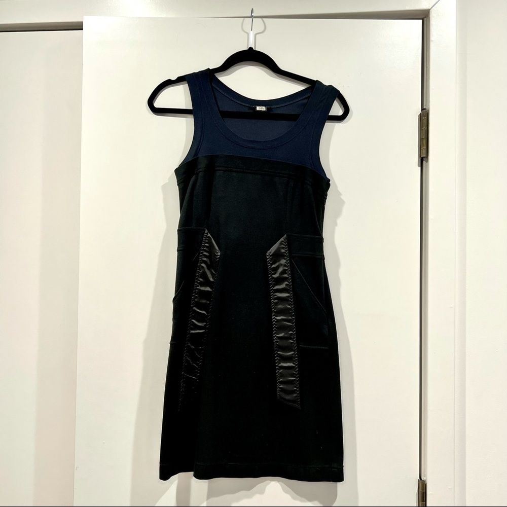 Black Theory Dress with Front Tie & Pockets